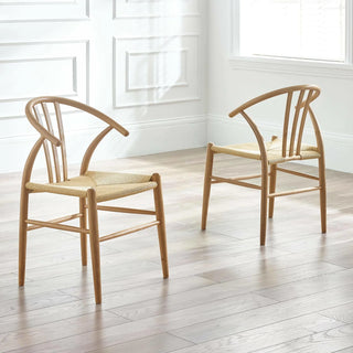 Set of 2 Symi Dining Chairs - Solid Oak Wood