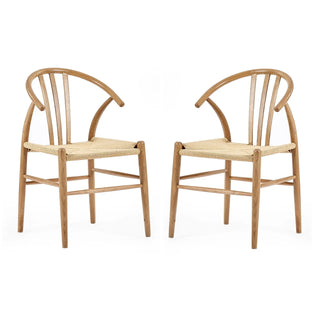 Set of 2 Symi Dining Chairs - Solid Oak Wood