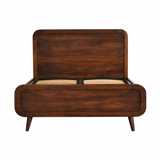 Solid Mango Wood Double Bed in Walnut Finish