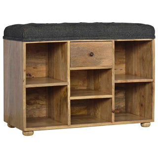 Black Tweed Shoe Storage Bench – Mango Wood