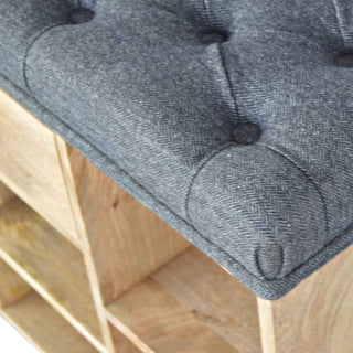Black Tweed Shoe Storage Bench – Mango Wood