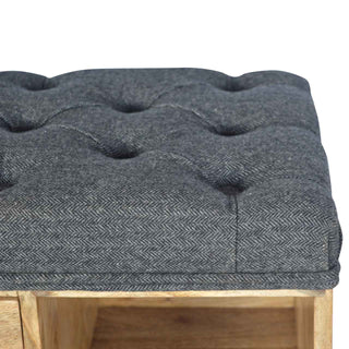 Black Tweed Shoe Storage Bench – Mango Wood