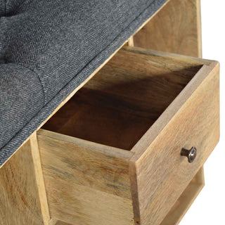 Black Tweed Shoe Storage Bench – Mango Wood