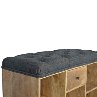 Black Tweed Shoe Storage Bench – Mango Wood