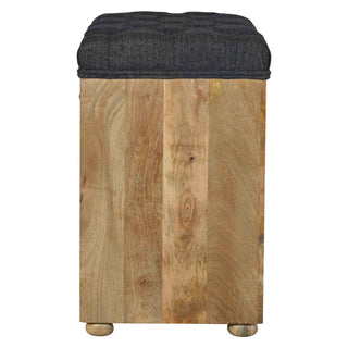 Black Tweed Shoe Storage Bench – Mango Wood
