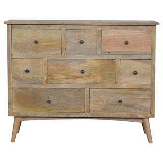 Solid Mango Wood 8 Drawer Chest in Oak Finish