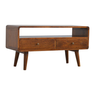 Curved TV Unit in Chestnut Finish