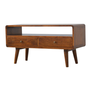 Curved TV Unit in Chestnut Finish