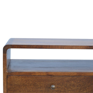 Curved TV Unit in Chestnut Finish