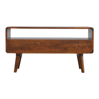 Curved TV Unit in Chestnut Finish