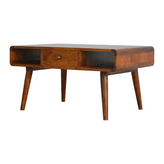 Curved Coffee Table in Chestnut Finish