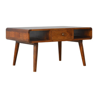 Curved Coffee Table in Chestnut Finish