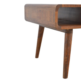 Curved Coffee Table in Chestnut Finish