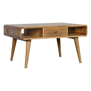 Curved Coffee Table in Oak Finish