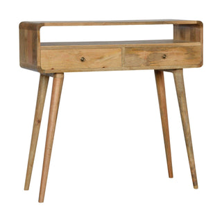Curved Console Table in Oak Finish