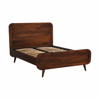 Solid Mango Wood Double Bed in Walnut Finish